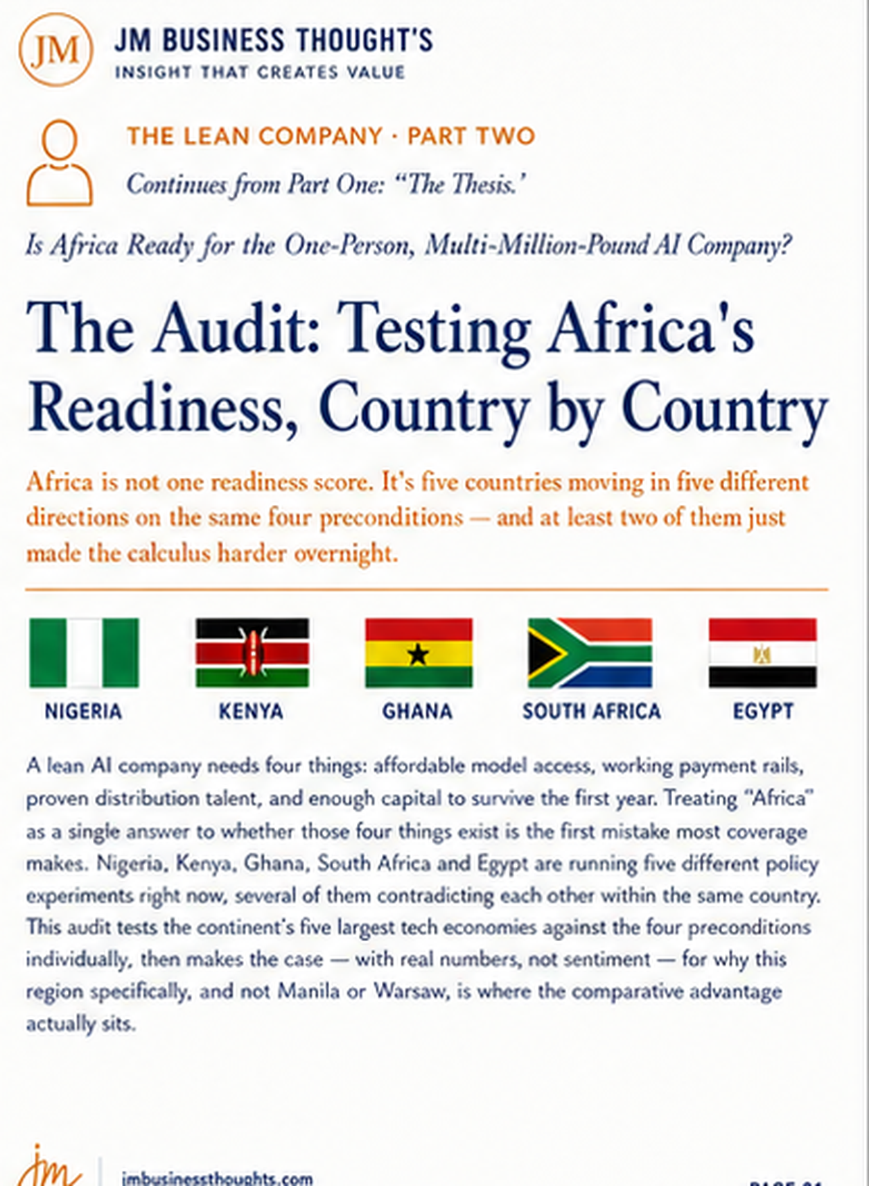 The Audit: Testing Africa's Readiness, Country by Country — brief cover