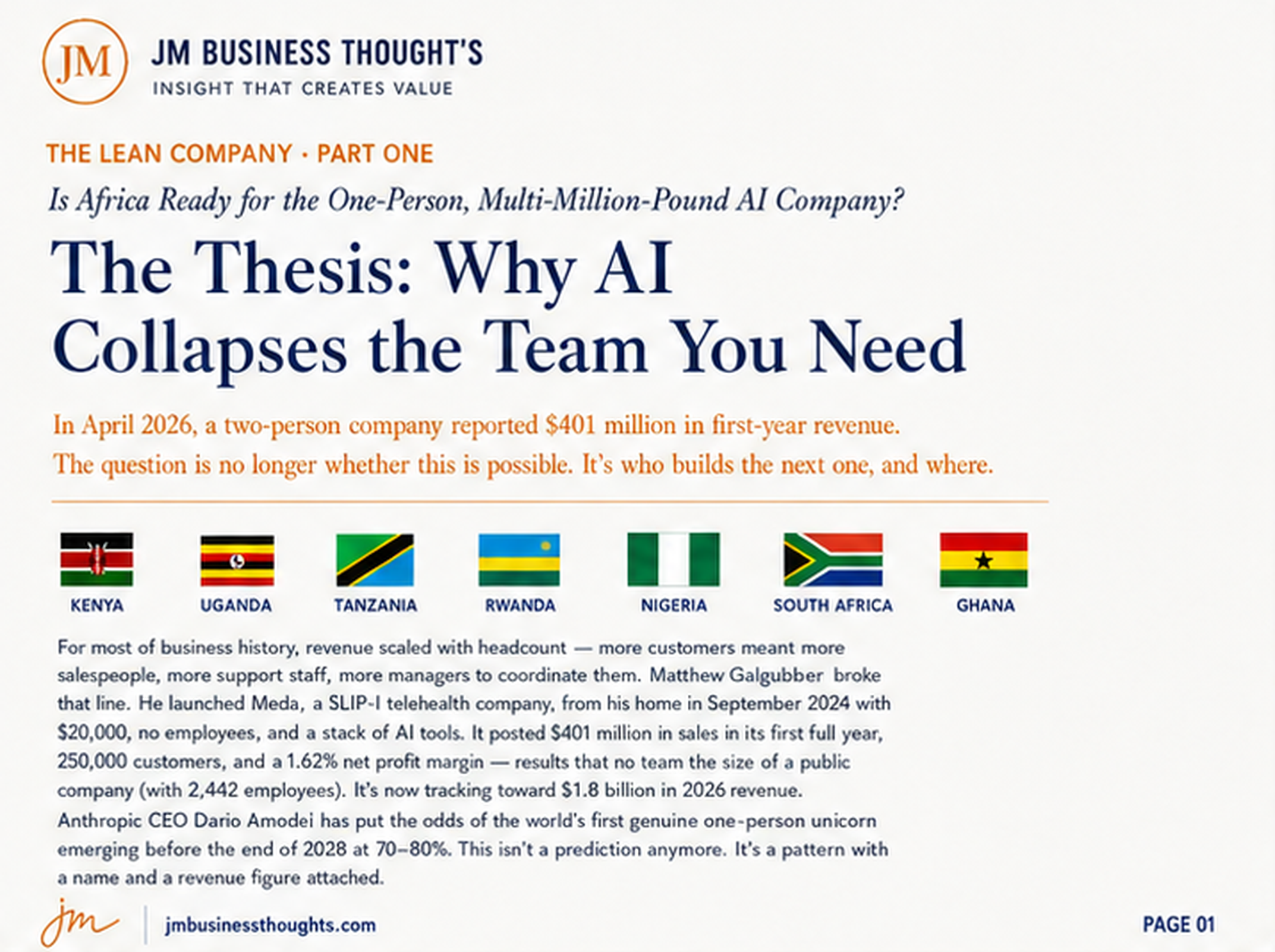The Lean Company: Why AI Collapses the Team You Need — brief cover